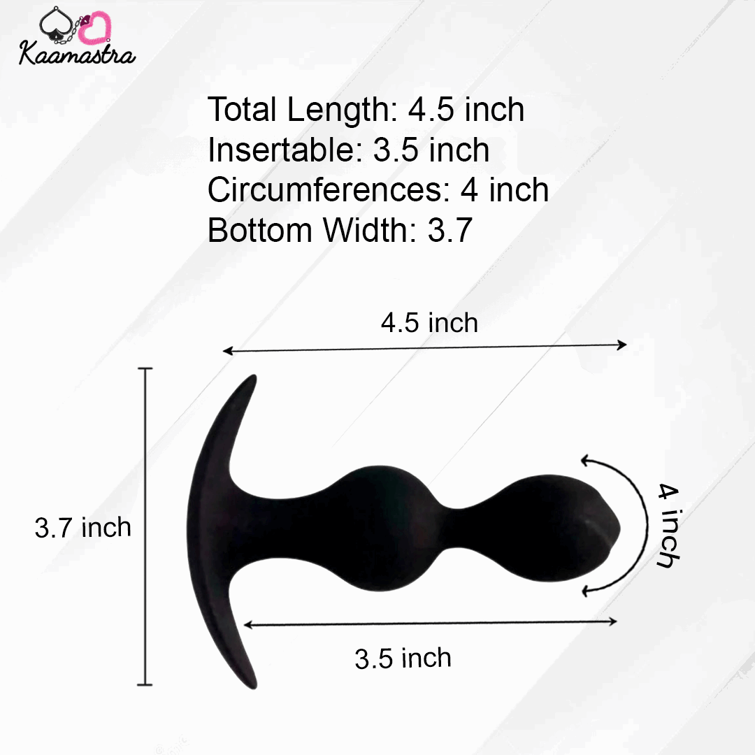 Black Silicone Double Bead Anal Plug