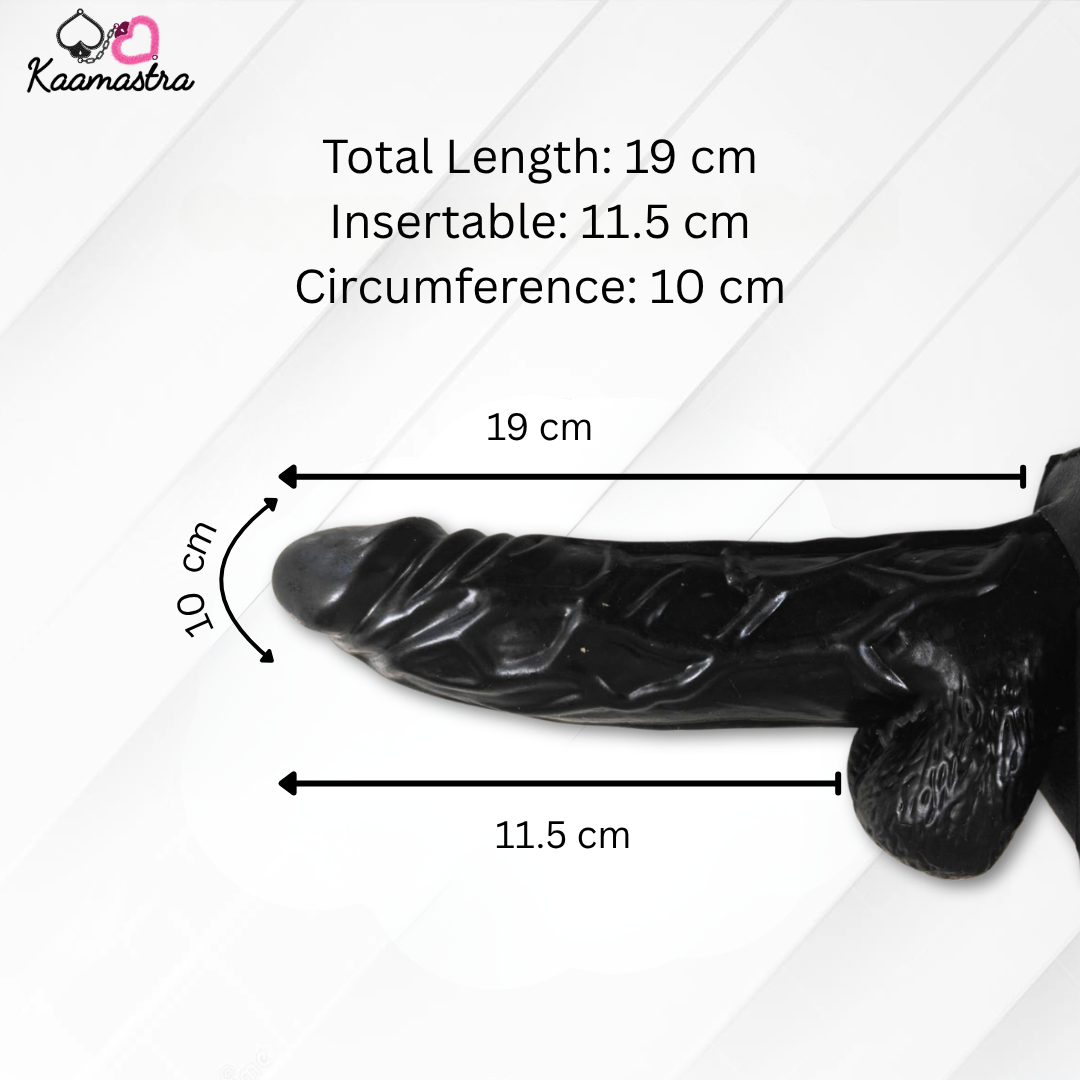 Black Hollow Strap on Vibrating Cock