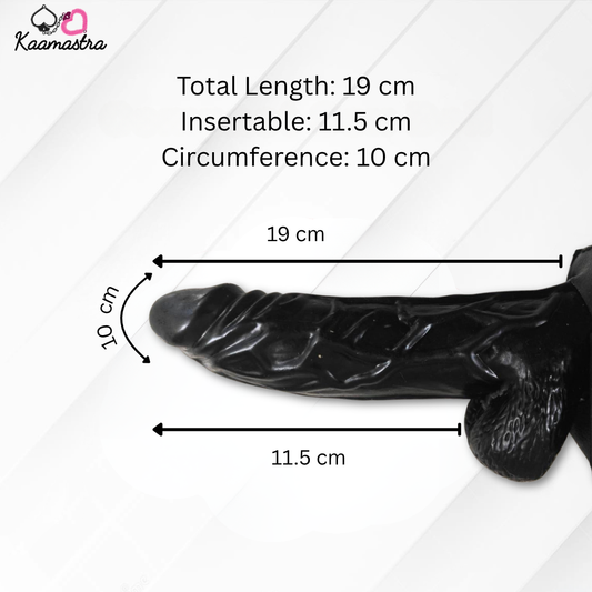 Black Hollow Strap on Vibrating Cock