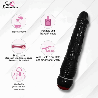 Kaamastra Black Silicone Vibrating Dildo