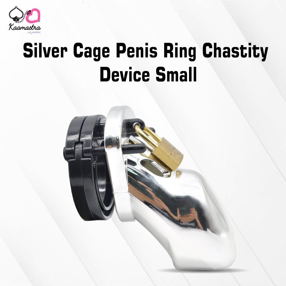 Silver Cage Penis Ring Chastity Device Small