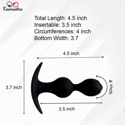 Black Silicone Double Bead Anal Plug