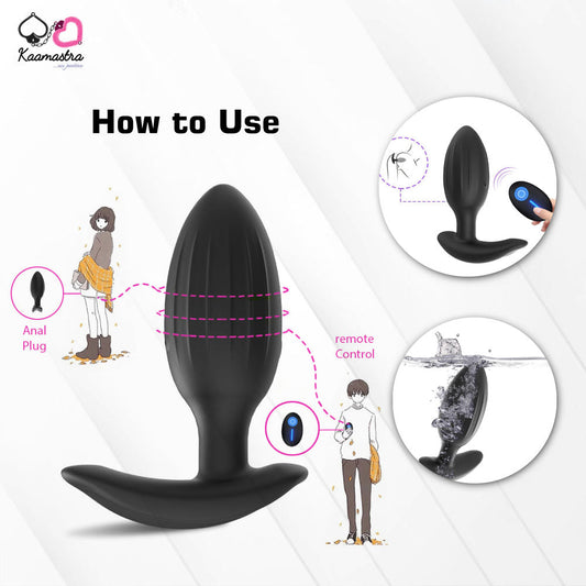 Black Silicone Remote control Anal Plug