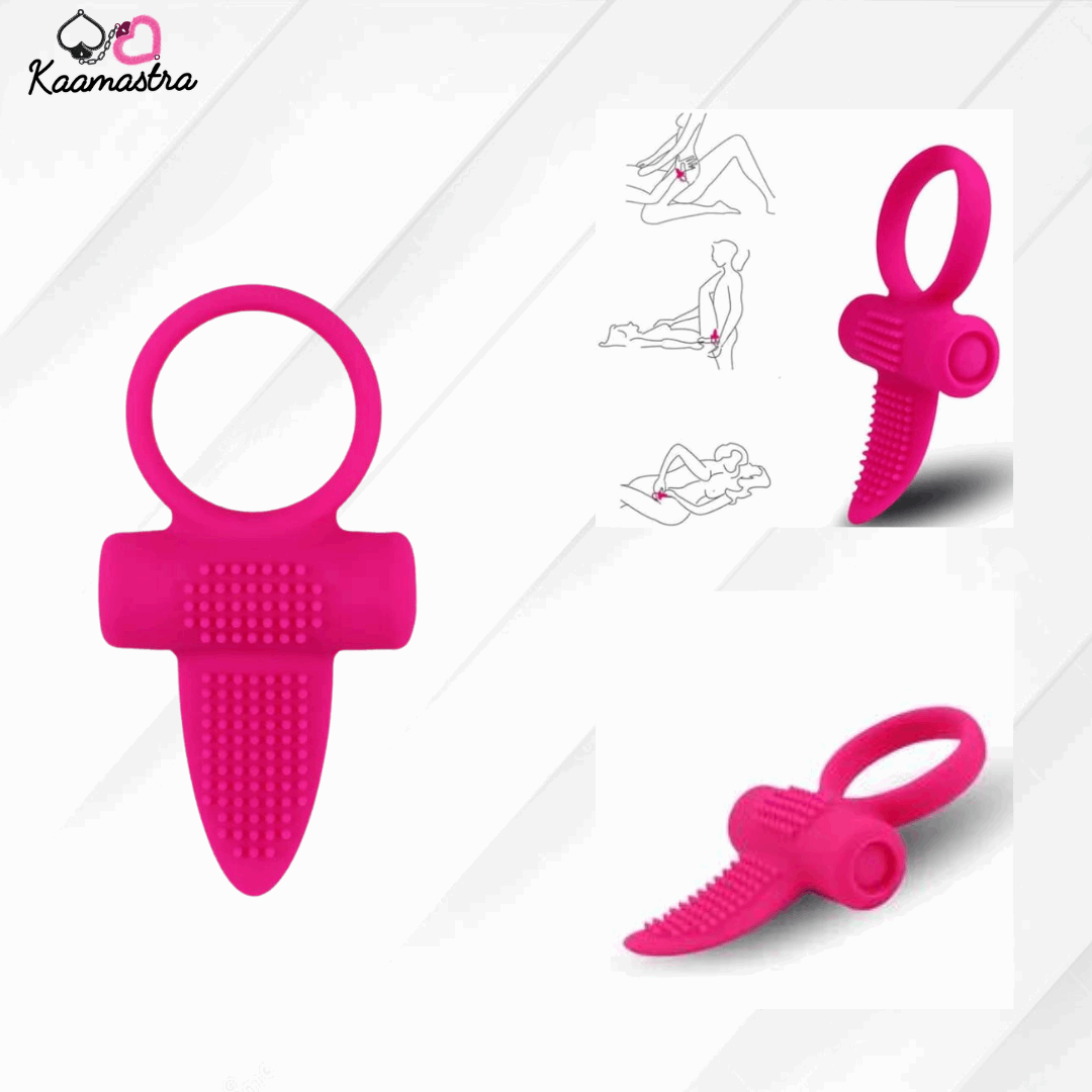 Pink Silicone Tongue Vibrating Penis Ring