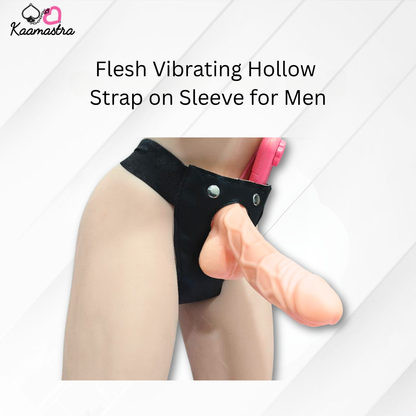 Flesh Vibrating Hollow Strap on Sleeve for Men