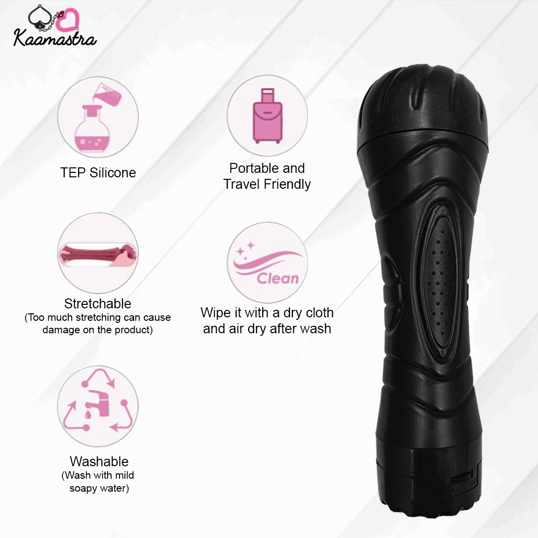 Men's Realistic Vibrating Pussy with Battery