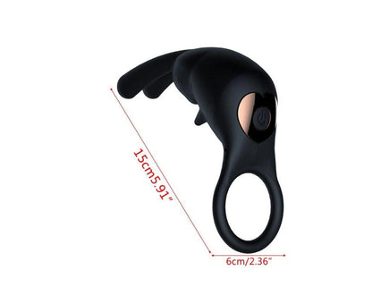 Black 10 Function Rabbit Vibrating Penis Ring