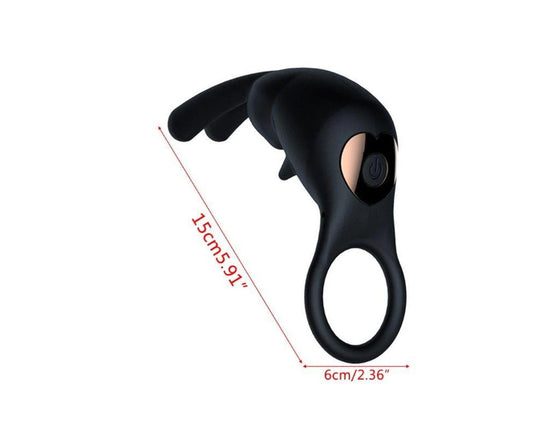 Black 10 Function Rabbit Vibrating Penis Ring