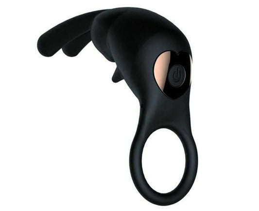 Black 10 Function Rabbit Vibrating Penis Ring